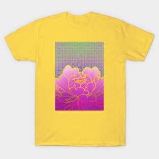 peony flower and sacred geometric pattern T-Shirt